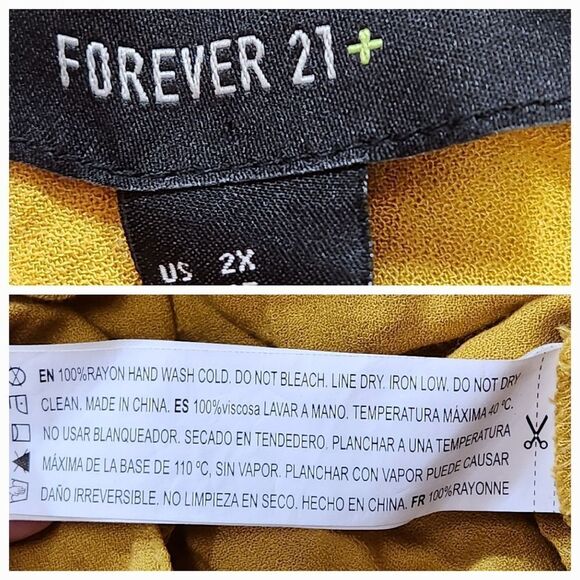 🇬🇪🍑Forever 21 Yellow Rayon Short Sleeve Dress Size 2X - Picture 4 of 4